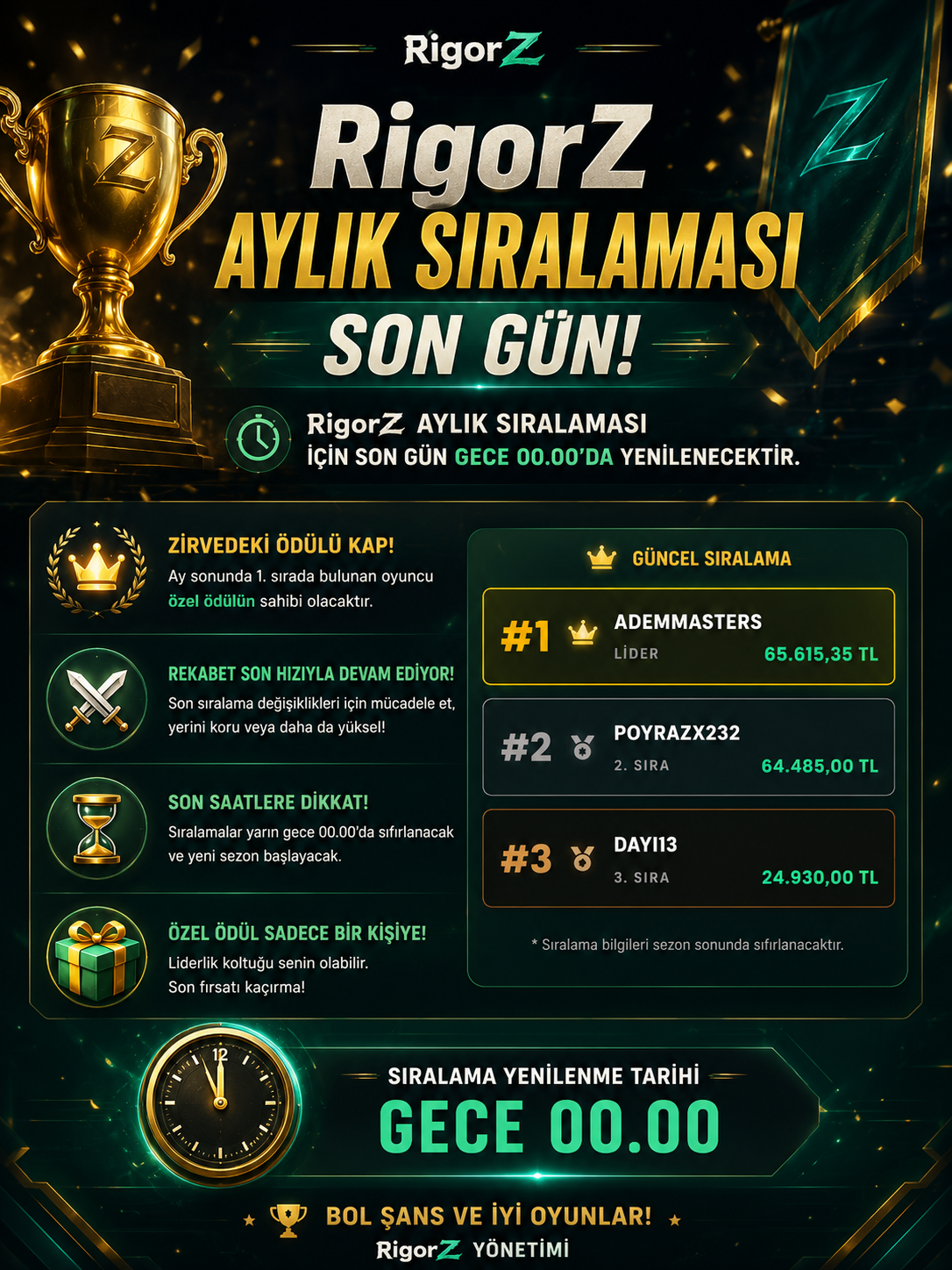 RigorZ AYLIK SIRALAMASI ICIN