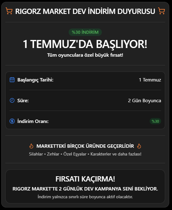 RigorZ 1 Temmuz Indirim